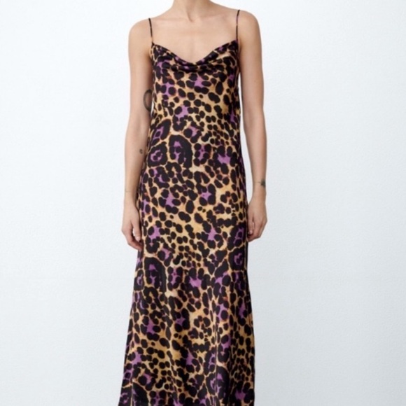 purple leopard print dress zara VESTIDO TUL ESTAMPADO ANIMAL - Leopardo